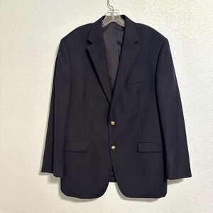 Lauren RALPH LAUREN Navy Blue Gold Button Sport Coat Suit Blazer 42R Wool